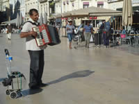accordeonist in Place de la Comedie